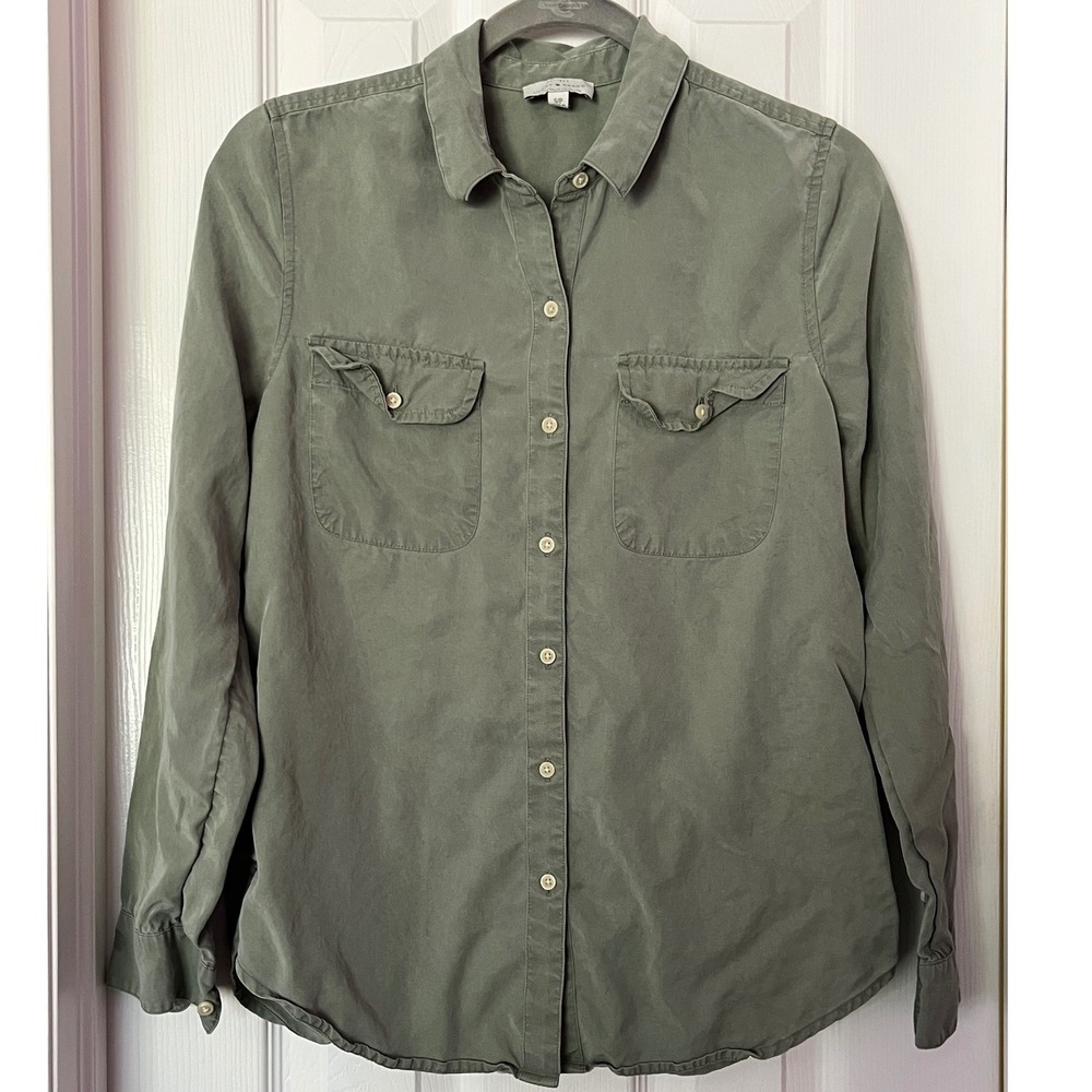 Lucky Brand Womens Olive Green Utility Button Down Shirt Sz Small Gorpcore